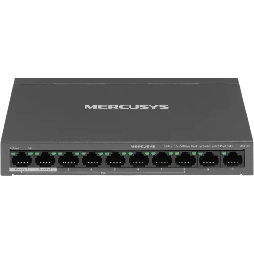 Коммутатор Mercusys MS110P (L2) 10x100Мбит/с 8PoE+ 65W неуправляемый