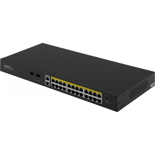 Коммутатор Netis P124GH (L2) 24x100Мбит/с 2x1Гбит/с 1xКомбо(1000BASE-T/SFP) 1SFP 24PoE 24PoE+ 360W неуправляемый