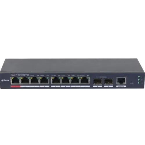 Коммутатор Dahua DH-S4210-8GT-110 (L2) 10x1Гбит/с 2SFP 8PoE 110W управляемый
