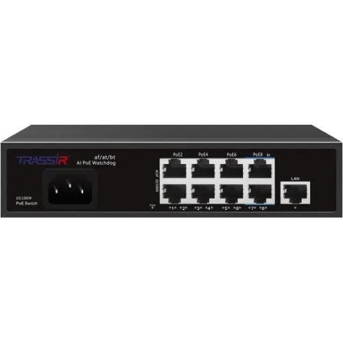 Коммутатор Trassir TR-NS1109-120-8PoE (L2) 9x100Мбит/с 8PoE неуправляемый