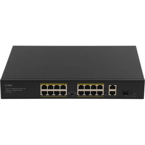 Коммутатор Cudy FS1018PS1 (L2) 16x100Мбит/с 2x1Гбит/с 1SFP 16PoE+ 200W неуправляемый