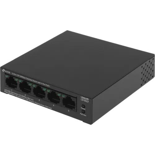 Коммутатор TP-Link LS105LP (L2) 5x100Мбит/с 4PoE 41W неуправляемый