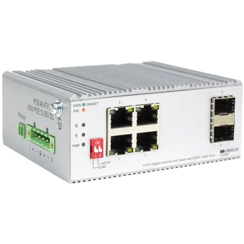 Коммутатор Origo OI2206P/120W OI2206P/120W/A1A (L2) 4x1Гбит/с 2SFP 4PoE 4PoE+ 120W неуправляемый
