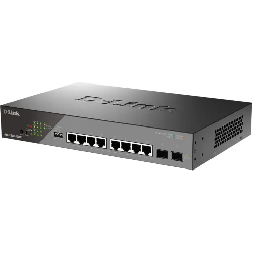 Коммутатор D-Link DSS-200G-10MP/A1A (L2) 8x1Гбит/с 2SFP 8PoE+ 130W настраиваемый