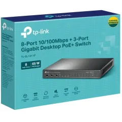 Коммутатор TP-Link TL-SL1311P (L2) 8x100Мбит/с 2x1Гбит/с 1x10Гбит/с 1SFP 8PoE+ 65W неуправляемый