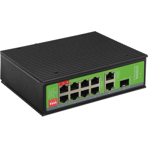 Коммутатор Digma DSP408F-2G1S-300 (L2) 8x100Мбит/с 2x1Гбит/с 1SFP 8PoE 8PoE+ 1PoE++ 300W неуправляемый