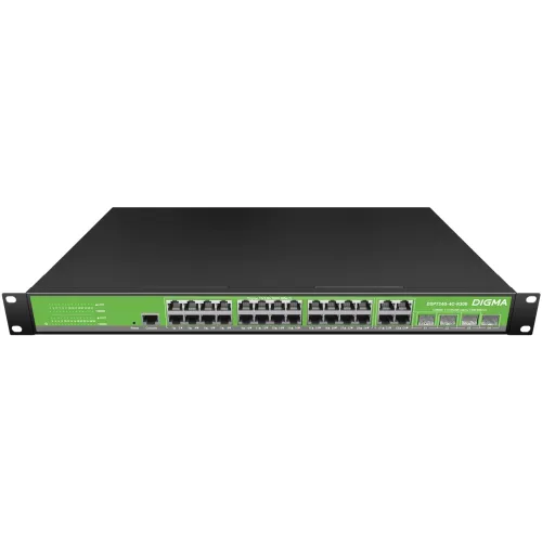 Коммутатор Digma DSP724G-4C-R300 (L2+) 24x1Гбит/с 4xКомбо(1000BASE-T/SFP) 24PoE 24PoE+ 300W управляемый