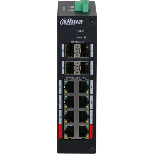 Коммутатор Dahua DH-HS4412-8ET-120 (L2) 8x100Мбит/с 4x1Гбит/с 4SFP 8PoE 120W управляемый