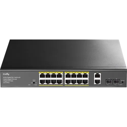 Коммутатор Cudy GS1018PS2 (L2) 18x1Гбит/с 2xКомбо(1000BASE-T/SFP) 2SFP 16PoE 200W неуправляемый