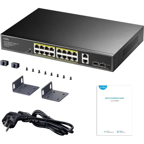 Коммутатор Cudy GS1018PS2 (L2) 18x1Гбит/с 2xКомбо(1000BASE-T/SFP) 2SFP 16PoE 200W неуправляемый