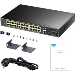 Коммутатор Cudy GS1026PS2 (L2) 26x1Гбит/с 2xКомбо(1000BASE-T/SFP) 2SFP 24PoE 300W неуправляемый