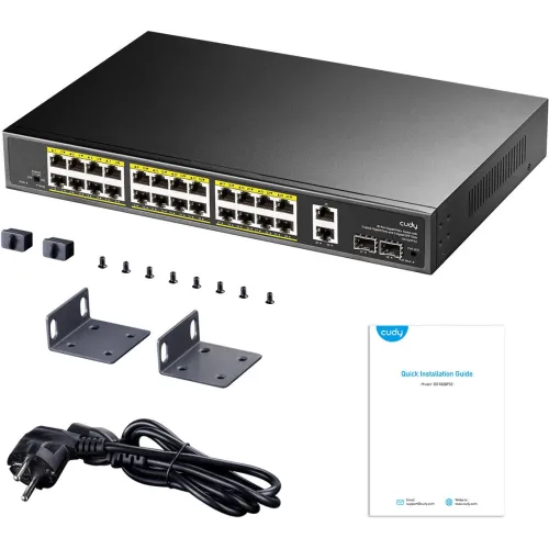 Коммутатор Cudy GS1026PS2 (L2) 26x1Гбит/с 2xКомбо(1000BASE-T/SFP) 2SFP 24PoE 300W неуправляемый