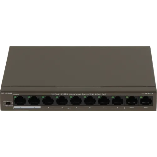 Коммутатор IP-Com F1110P-8-63W (L2) 10x100Мбит/с 8PoE 58W неуправляемый