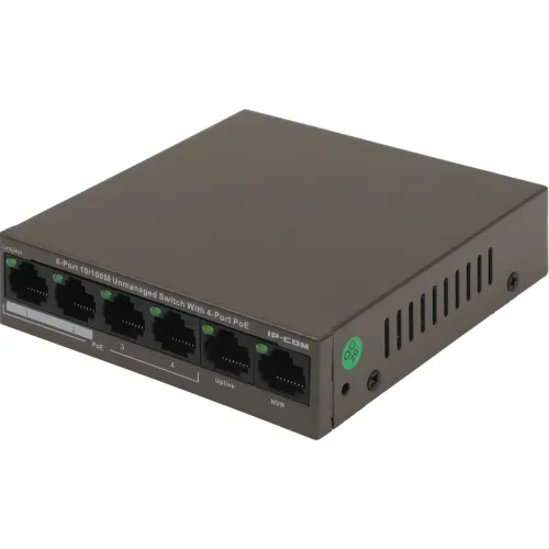 Коммутатор IP-Com F1106P-4-63W (L2) 6x100Мбит/с 4PoE 63W неуправляемый