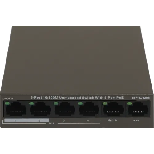 Коммутатор IP-Com F1106P-4-63W (L2) 6x100Мбит/с 4PoE 63W неуправляемый