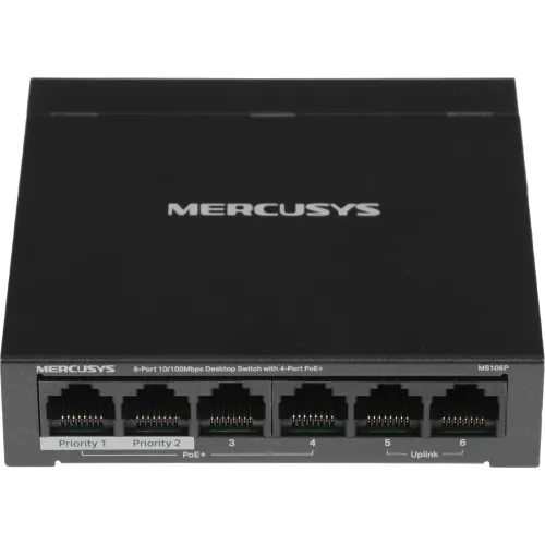 Коммутатор Mercusys MS106P (L2) 6x100Мбит/с 4PoE+ 67W неуправляемый
