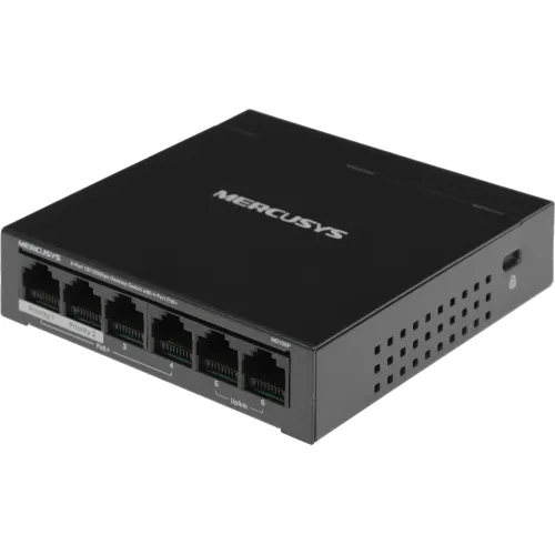 Коммутатор Mercusys MS106P (L2) 6x100Мбит/с 4PoE+ 67W неуправляемый
