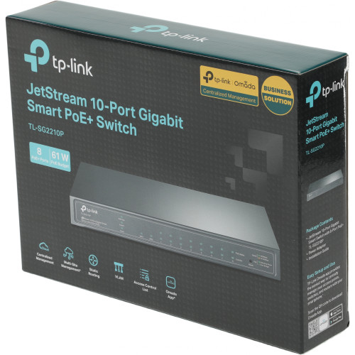 Коммутатор TP-Link SG2210P (L2) 8x1Гбит/с 2SFP 8PoE+ управляемый