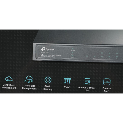 Коммутатор TP-Link SG2210P (L2) 8x1Гбит/с 2SFP 8PoE+ управляемый