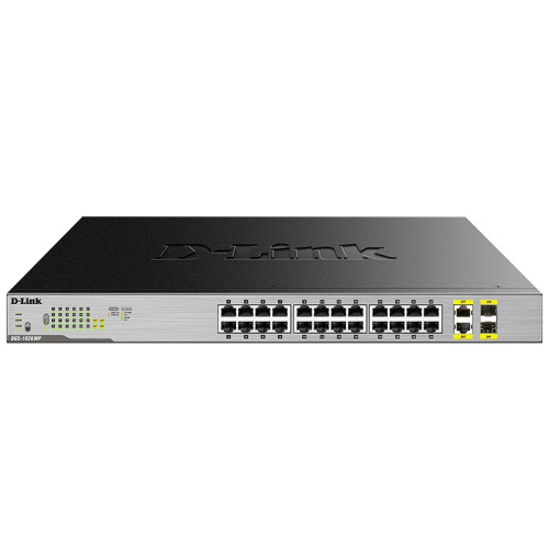 Коммутатор D-Link DGS-1026MP 24x1Гбит/с 2xКомбо(1000BASE-T/SFP) 24PoE 370W неуправляемый