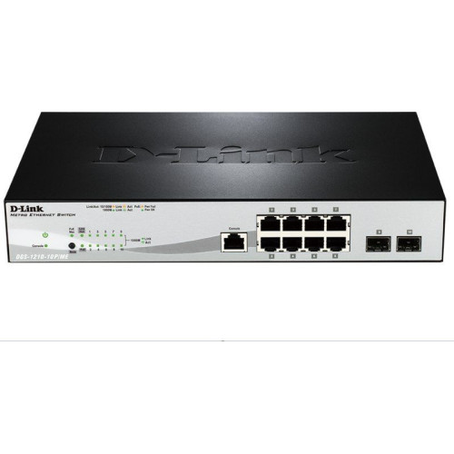 Коммутатор D-Link DGS-1210-10P/ME/A1A 8x1Гбит/с 2SFP 8PoE управляемый