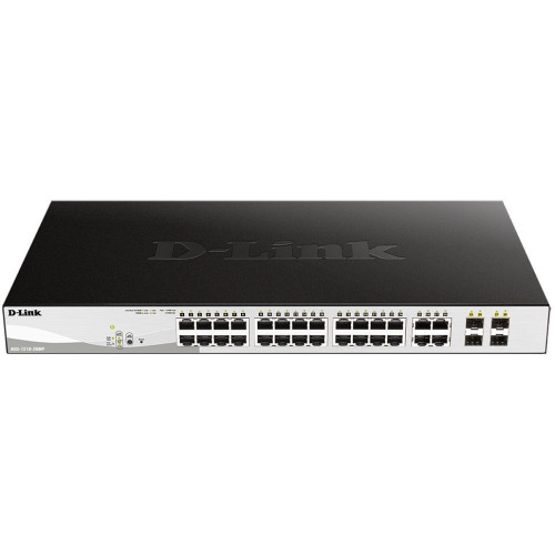 Коммутатор D-Link DGS-1210-28MP DGS-1210-28MP/F 24x1Гбит/с 4xКомбо(1000BASE-T/SFP) 24PoE+ 370W настраиваемый