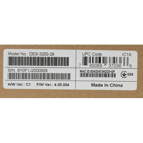 Коммутатор D-Link DES-3200-28/C1A (L2) 24x100Мбит/с 2xКомбо(1000BASE-T/SFP) 2SFP управляемый