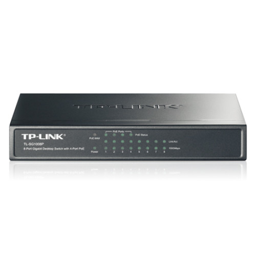Коммутатор TP-Link TL-SG1008P (L2) 8x1Гбит/с 4PoE 4PoE+ 64W неуправляемый