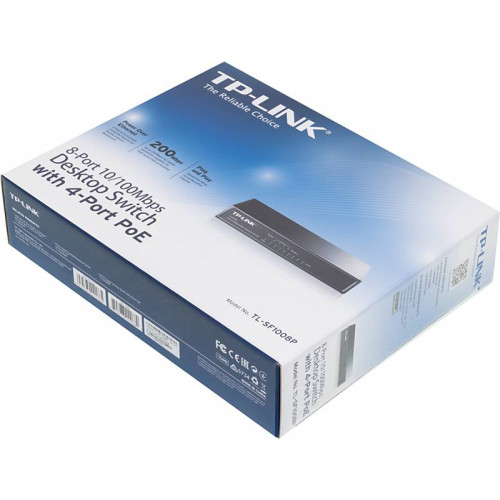Коммутатор TP-Link TL-SF1008P (L2) 8x100Мбит/с 4PoE 57W неуправляемый
