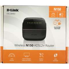 Роутер беспроводной D-Link DSL-2640U/R1A N150 ADSL черный