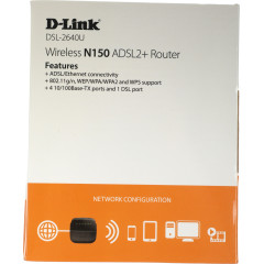 Роутер беспроводной D-Link DSL-2640U/R1A N150 ADSL черный