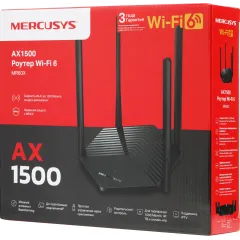 Роутер беспроводной Mercusys MR60X AX1500 10/100/1000BASE-TX черный