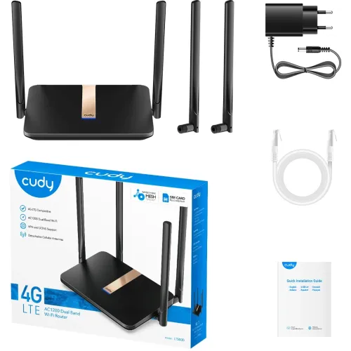 Роутер беспроводной Cudy LT500D AC1200 10/100BASE-TX/4G cat. 4 черный