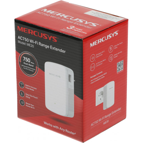 Повторитель беспроводного сигнала Mercusys ME20 AC750 10/100BASE-TX белый