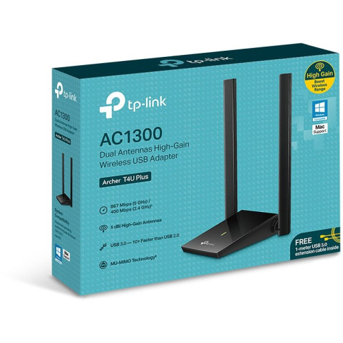Сетевой адаптер Wi-Fi TP-Link Archer T4U Plus AC1300 USB 3.0 (ант.внеш.несъем.) 2ант.
