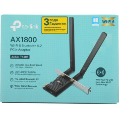 Сетевой адаптер Wi-Fi + Bluetooth TP-Link Archer TX20E AX1800 PCI Express (ант.внеш.съем) 2ант.