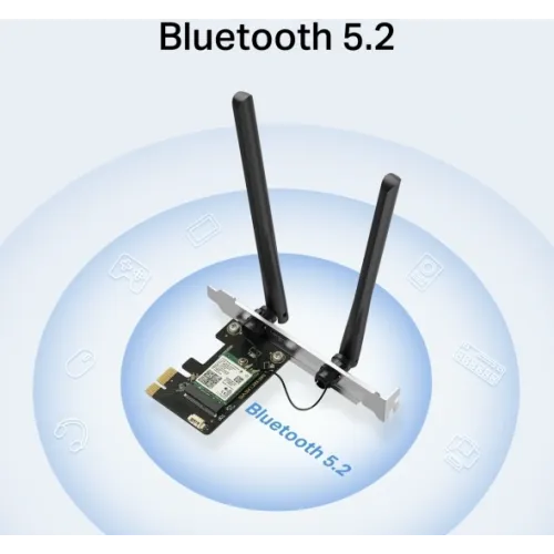 Сетевой адаптер Wi-Fi + Bluetooth Mercusys MA80XE AX3000 PCI Express (ант.внеш.несъем.) 2ант.