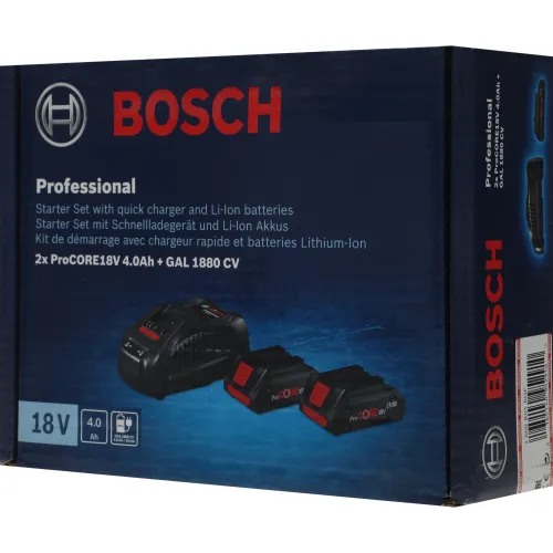 Батарея аккумуляторная Bosch 2 АКБ ProCORE +GAL1880CV 18В 4Ач Li-Ion (З/У в компл.) (1600A016GF)