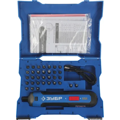 Отвертка аккум. Зубр PSD-4S аккум. патрон:шестигранник 6.35 мм (1/4) (кейс в комплекте)