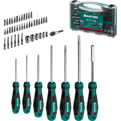 Набор отверток Kraftool 25815 в компл.:50 предметов жесткий кейс