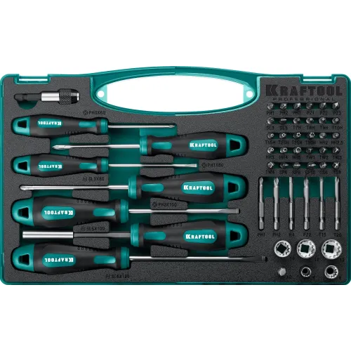 Набор отверток Kraftool 25815 в компл.:50 предметов жесткий кейс