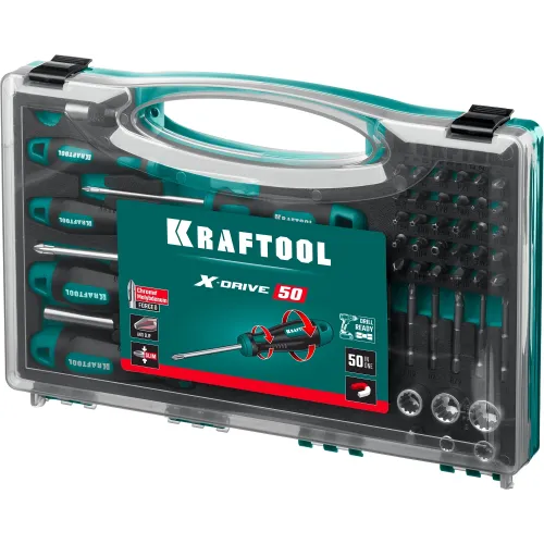 Набор отверток Kraftool 25815 в компл.:50 предметов жесткий кейс