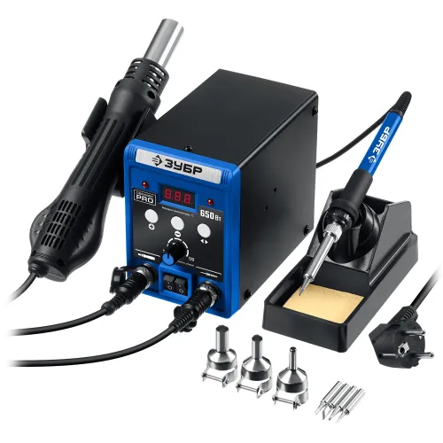 Паяльная станция Зубр Профессионал ПСР-650 электрич. 60Вт макс.t=500 (55427)