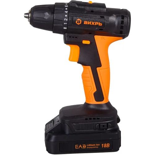 Дрель-шуруповерт Вихрь ДА-18Л-2К/Б аккум. патрон:быстрозажимной (кейс в комплекте) (72/14/22)