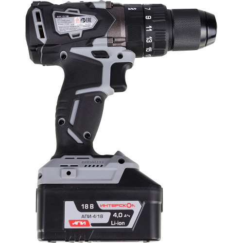 Дрель-шуруповерт Интерскол ДАУ-13/18В аккум. патрон:быстрозажимной (кейс в комплекте) (574.4.1.70)