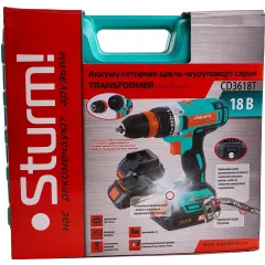 Шуруповерт Sturm! CD3618T аккум. патрон:быстрозажимной (кейс в комплекте)