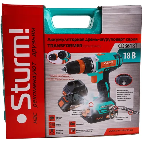 Шуруповерт Sturm! CD3618T аккум. патрон:быстрозажимной (кейс в комплекте)