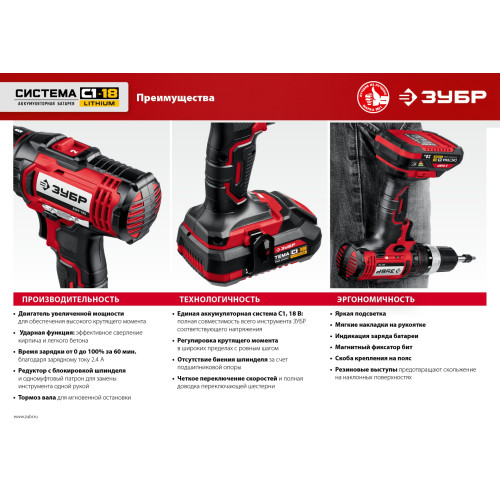 Дрель-шуруповерт Зубр ДШУ-185-22 аккум. патрон:быстрозажимной (кейс в комплекте)