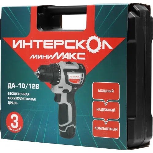 Дрель-шуруповерт Интерскол ДА-10/12В аккум. патрон:быстрозажимной (кейс в комплекте) (687.2.2.70)