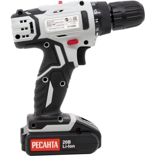 Дрель-шуруповерт Ресанта ДА-20-2ЛК аккум. патрон:быстрозажимной (кейс в комплекте) (75/14/11)